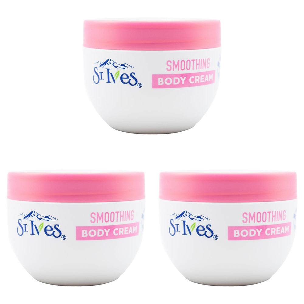 3PK St Ives 300ml Body Cream Smoothing Rose Water & Argan Oil Skin Care