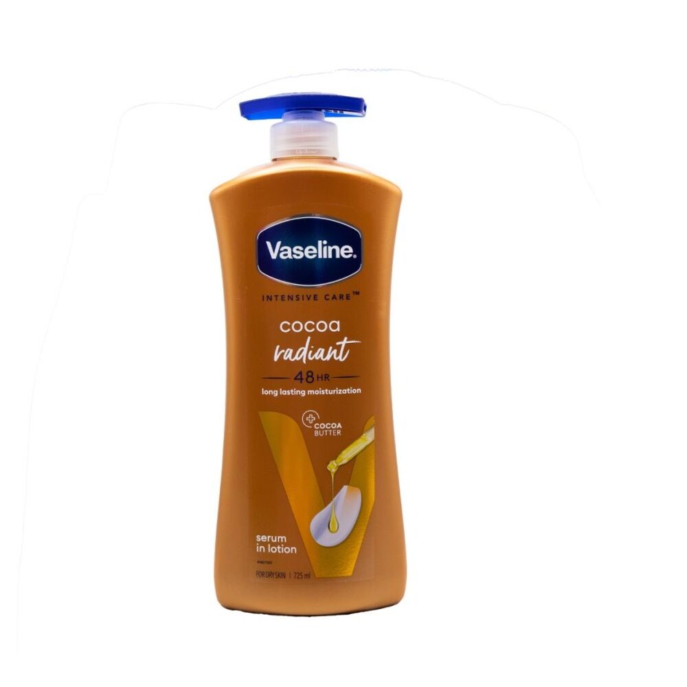 3PK Vaseline Intensive Care Radiant Cocoa Butter Body Lotion for Dry Skin 725ml