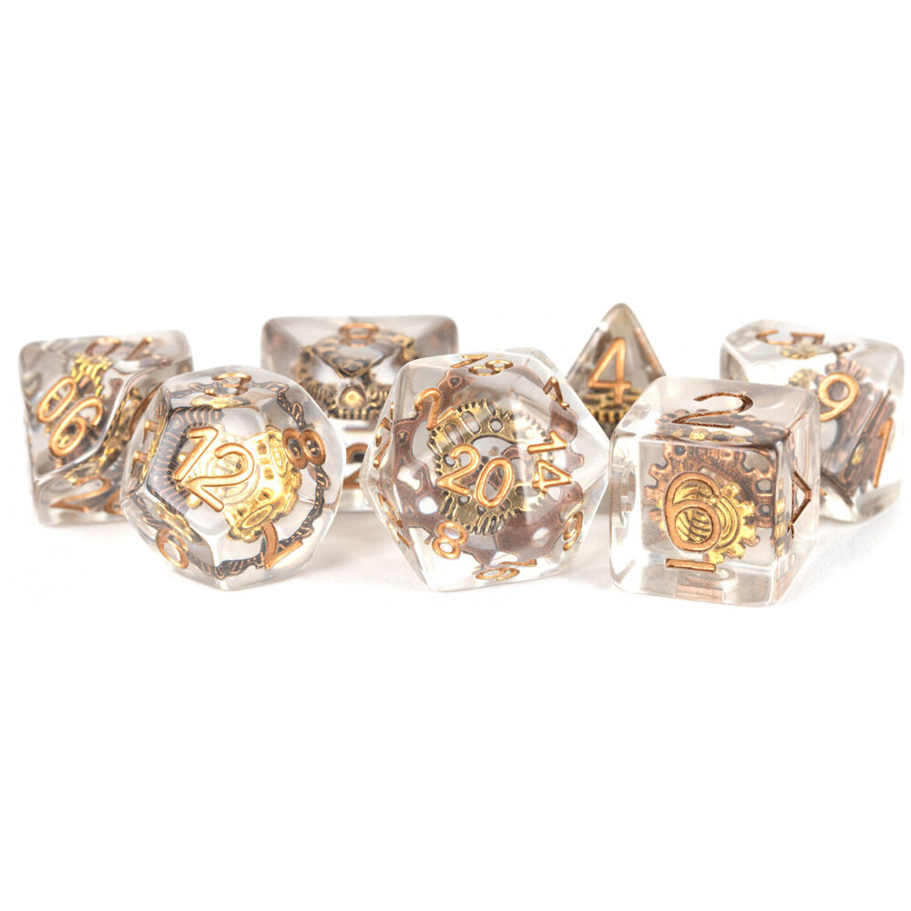 14pc Fanroll by Metallic Resin/Polyhedral RPG Tabletop Dice Set 16mm - Gear