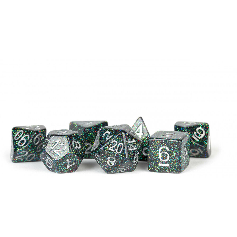 14pc Fanroll by Metallic Resin/Polyhedral RPG Tabletop Dice Set 16mm - Astro Mica