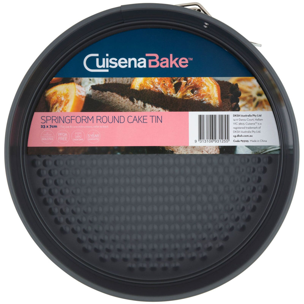 2x Cuisena 23cm Springform Non-Stick Round Cake Tin Baking Pan - Grey