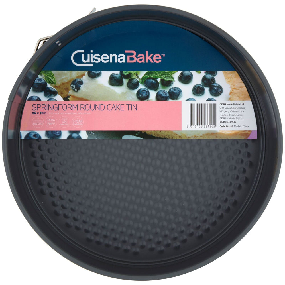 2x Cuisena 26cm Springform Non-Stick Round Cake Tin Baking Pan - Grey