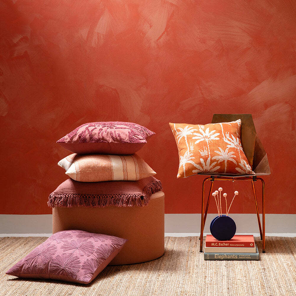 Kas Australia Palma Filled Cushion Decor Square 50x50cm - Raisin