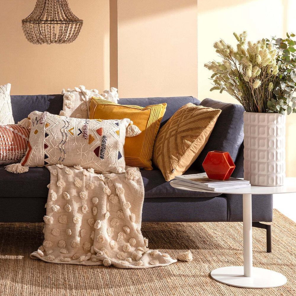 2PK Kas Australia Navari Filled Cushion Decor Square 50x50cm - Wheat