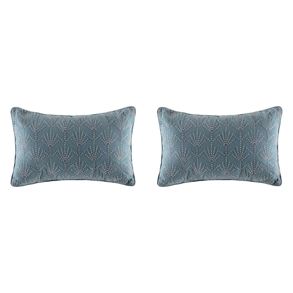 2PK Kas Australia Rarak Filled Cushion Decor Rectangular 35x55cm - Blue