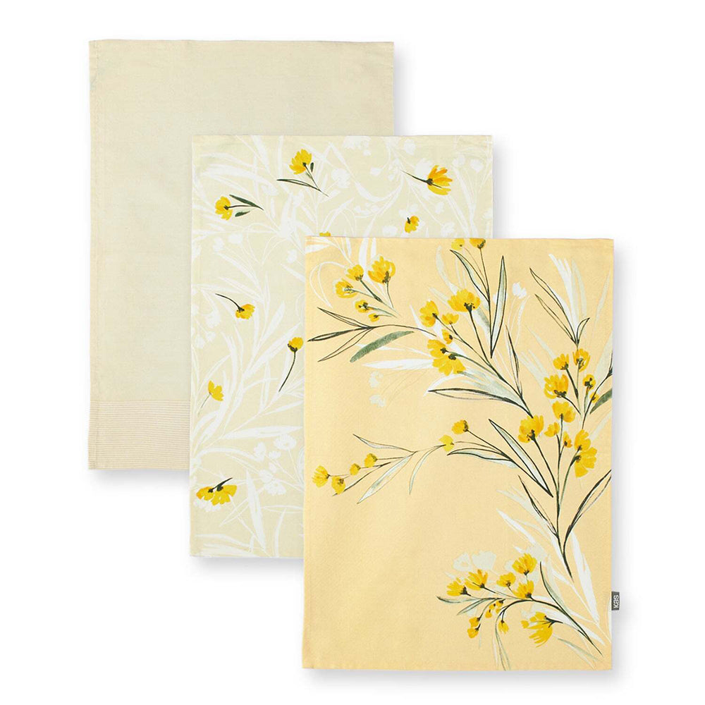 2x 3pc Kas Australia Goldie Cotton Tea Towel Set 50x70cm - Multicoloured