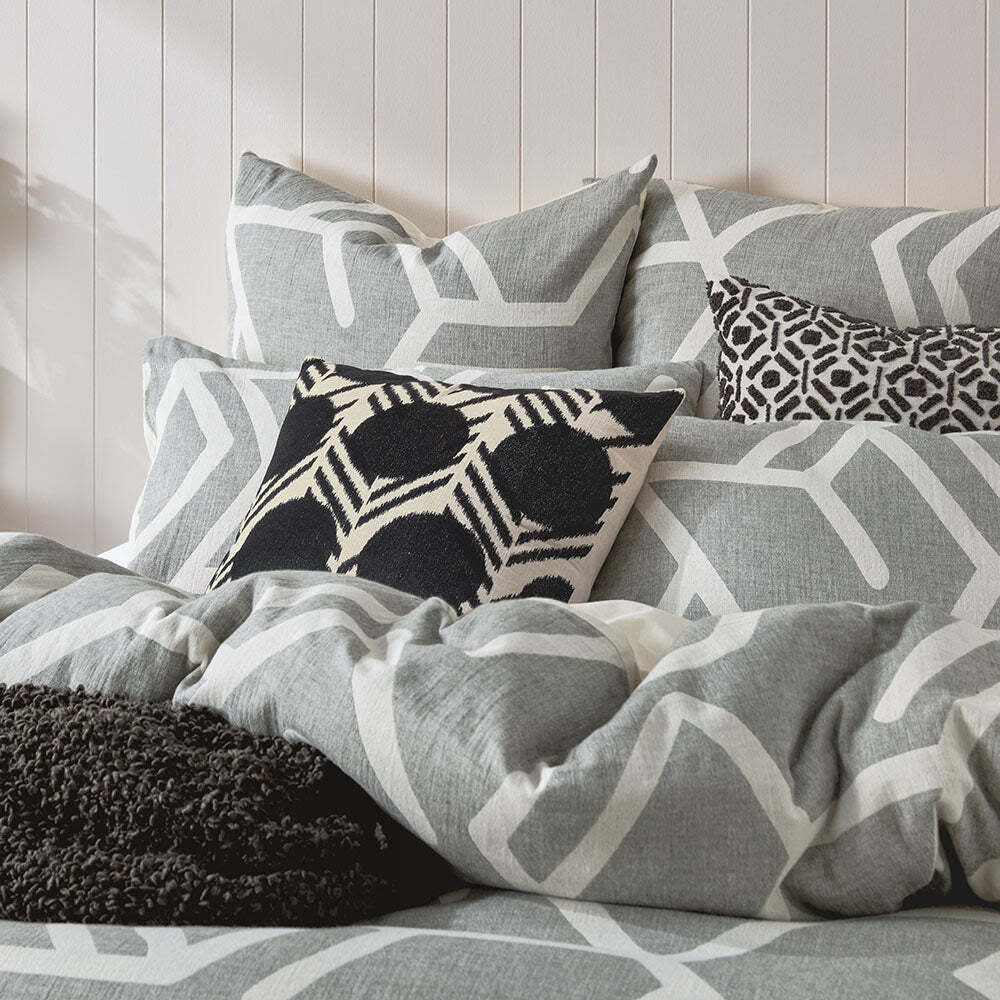 Kas Australia Bala Bed Quilt Cover Set w/ 2x Grey