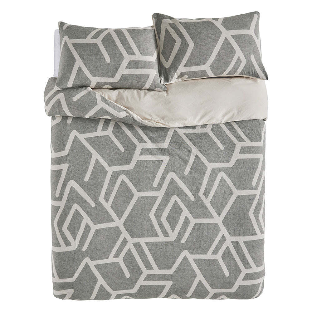 Kas Australia Bala Bed Quilt Cover Set w/ 2x Grey