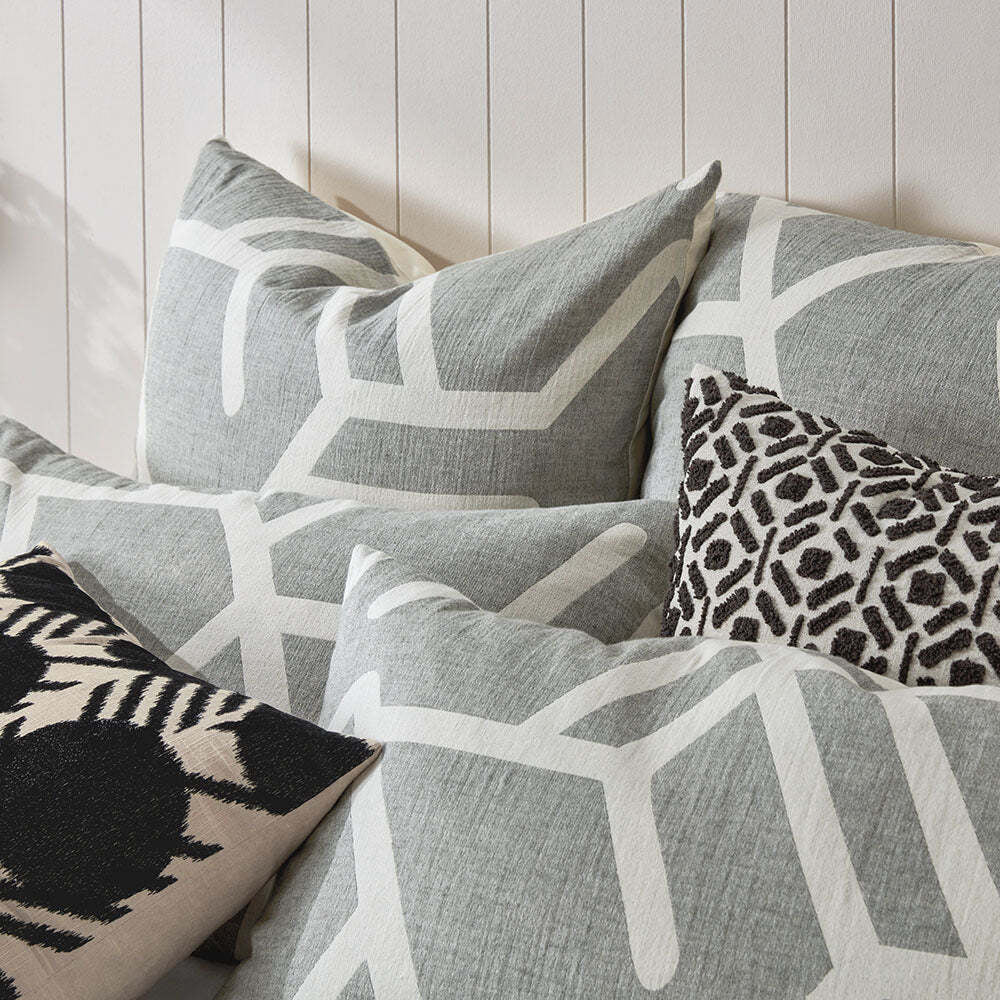 Kas Australia Bala Euro Cotton Throw Pillowcase 65x65cm - Grey