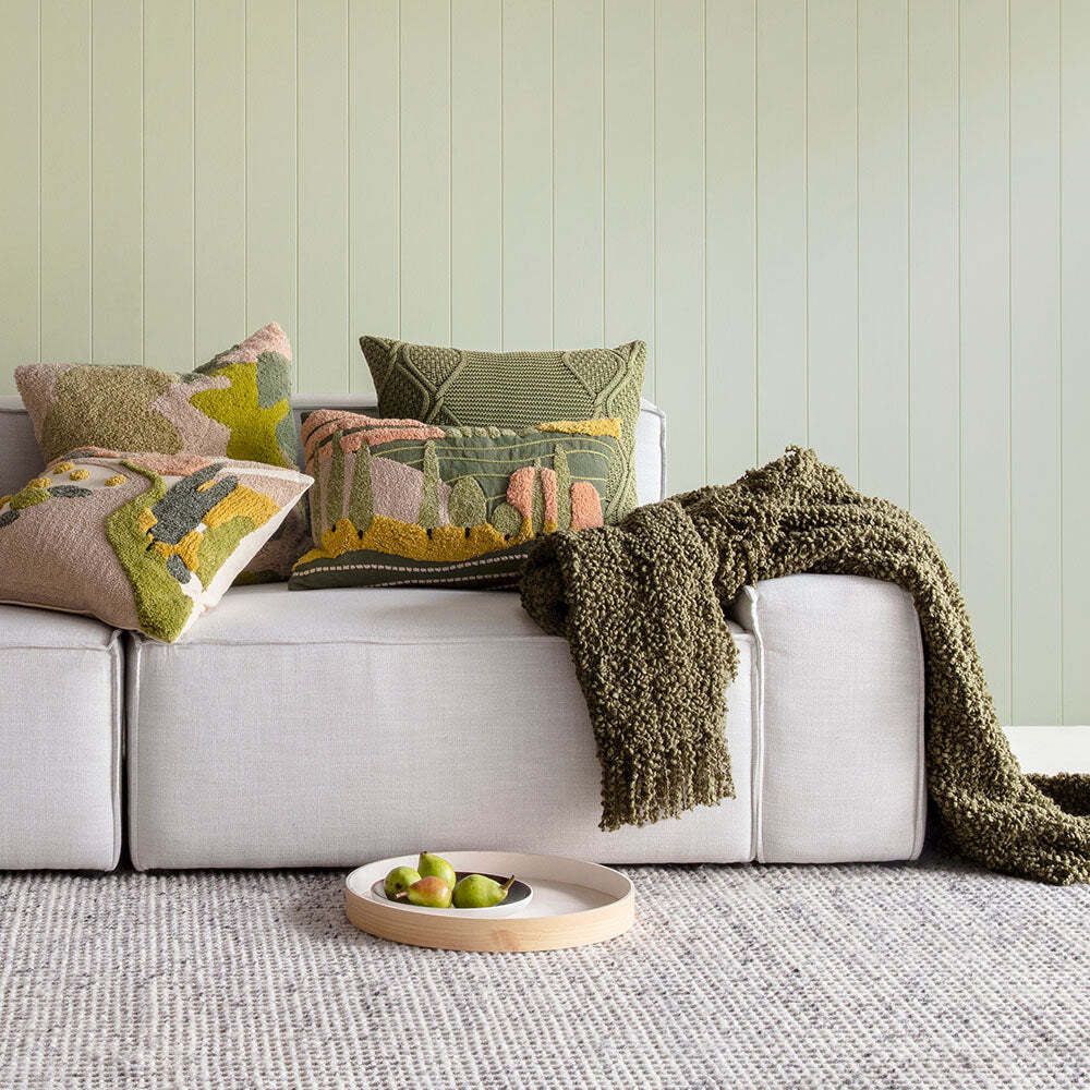 Kas Australia Carta Filled Cushion Decor Square 50x50cm - Green
