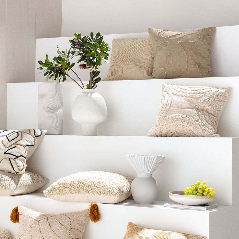 Kas Australia Arlia Filled Cushion Decor Square 50x50cm - Natural