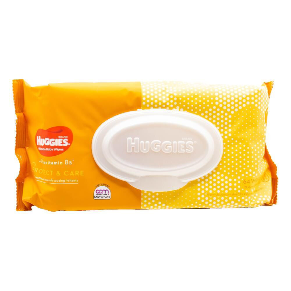12x 64pc Huggies Protect & Care Baby Wipes For Sensitive Skin Vitamin B5
