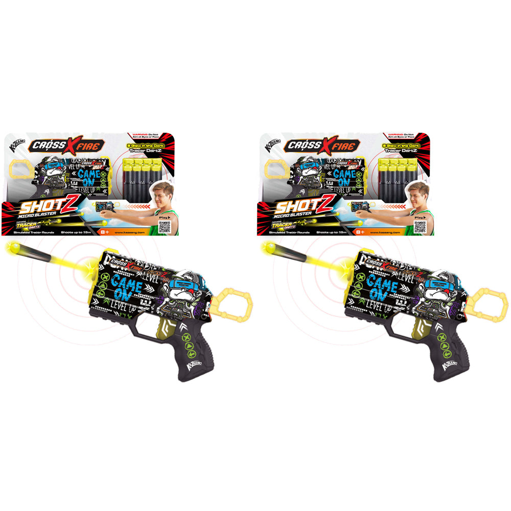 2PK Kazaang CrossXFire ShotZ Micro Blaster Kids Toy - Game On 8y+
