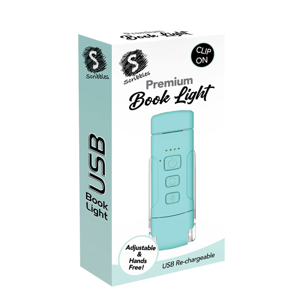 2PK Scribbles Stationery LED USB Clip on Bedtime Reading Booklight Blue 5y+