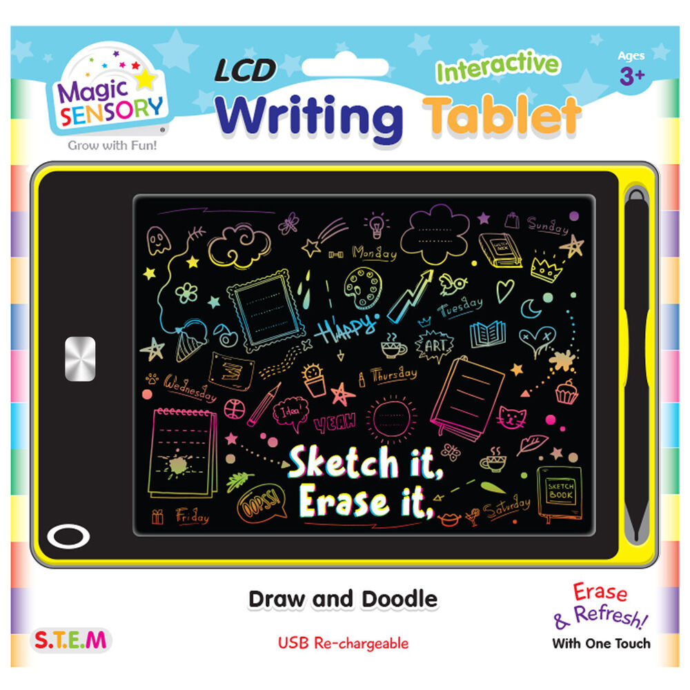 2PK Magic Sensory 8.5" Interactive LCD Writing Tablet Yellow Doodle Kids 3y+