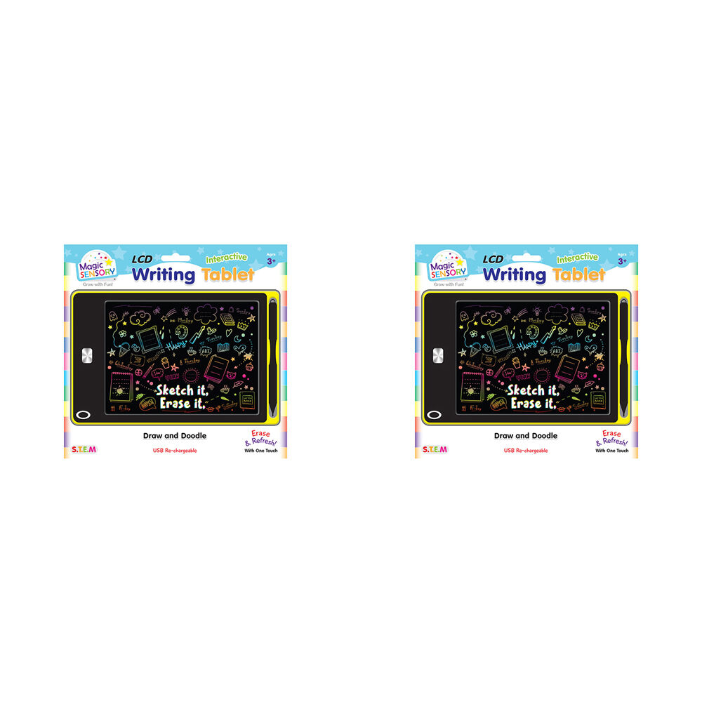 2PK Magic Sensory 8.5" Interactive LCD Writing Tablet Yellow Doodle Kids 3y+