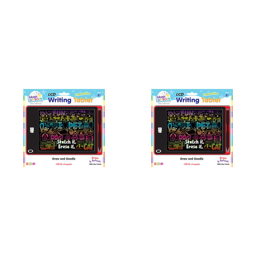2PK Magic Sensory 8.5" Interactive LCD Writing Tablet Red Pet Kids/Children 3y+