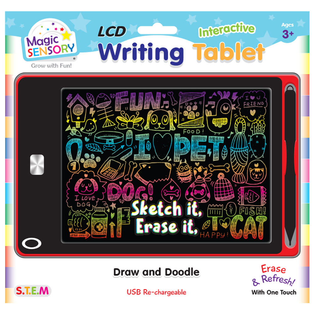 2PK Magic Sensory 8.5" Interactive LCD Writing Tablet Red Pet Kids/Children 3y+