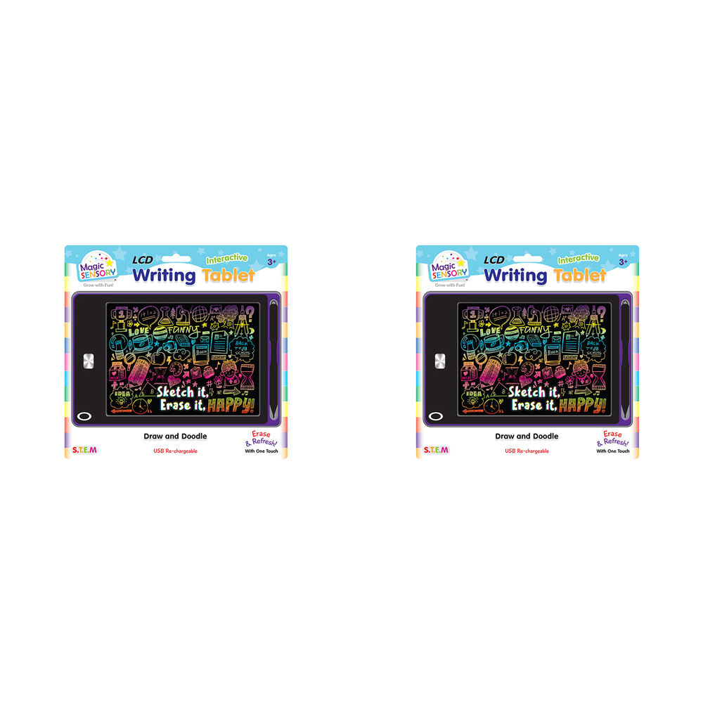 2PK Magic Sensory 8.5" Interactive LCD Writing Tablet Purple Art Children 3y+