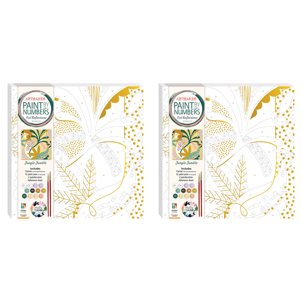 2PK Paint by Numbers Foil Reflections Jungle Jumble Painting