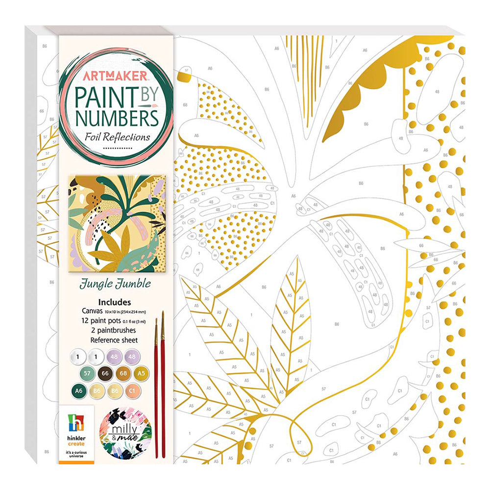 2PK Paint by Numbers Foil Reflections Jungle Jumble Painting