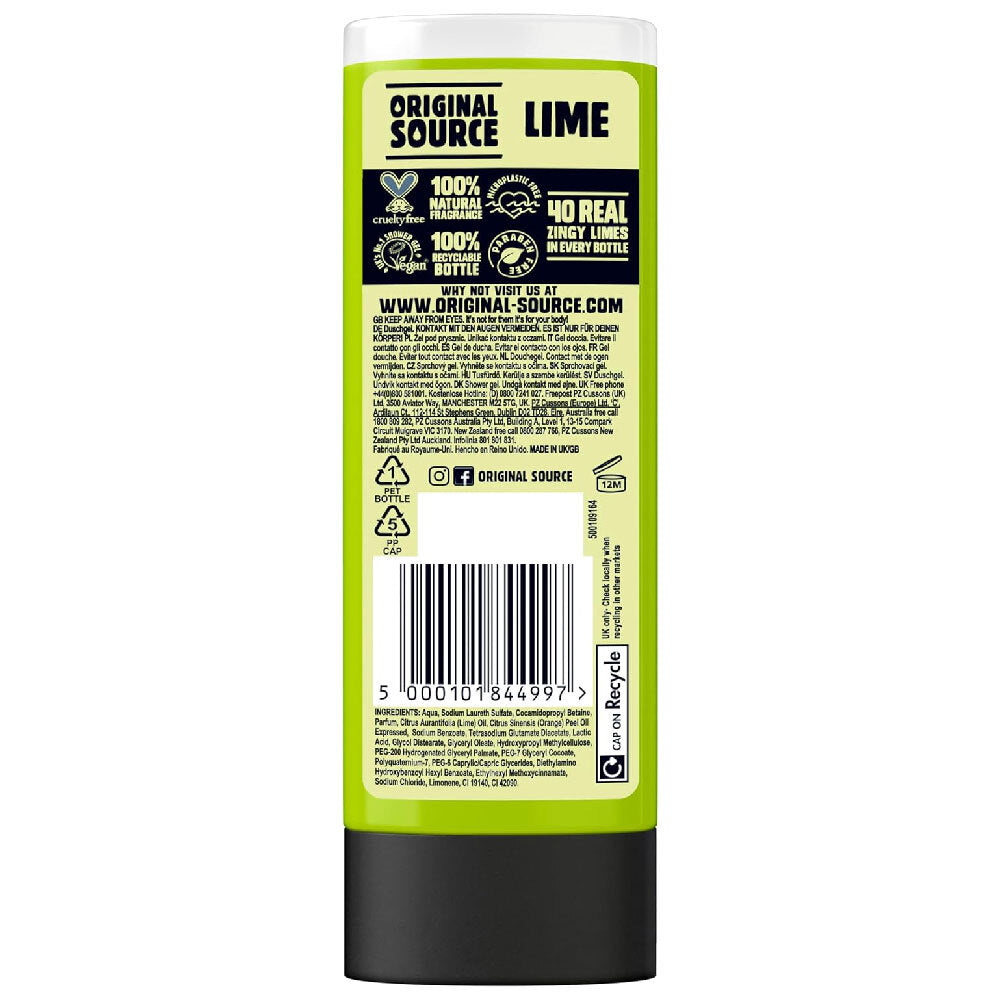 6PK Original Source Shower Gel Body Wash Zingy Lime 250ml