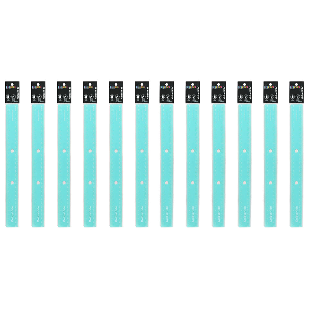 2PK 6pc Colourhide 30cm Bindermate Ruler For Ring Binder - Aqua