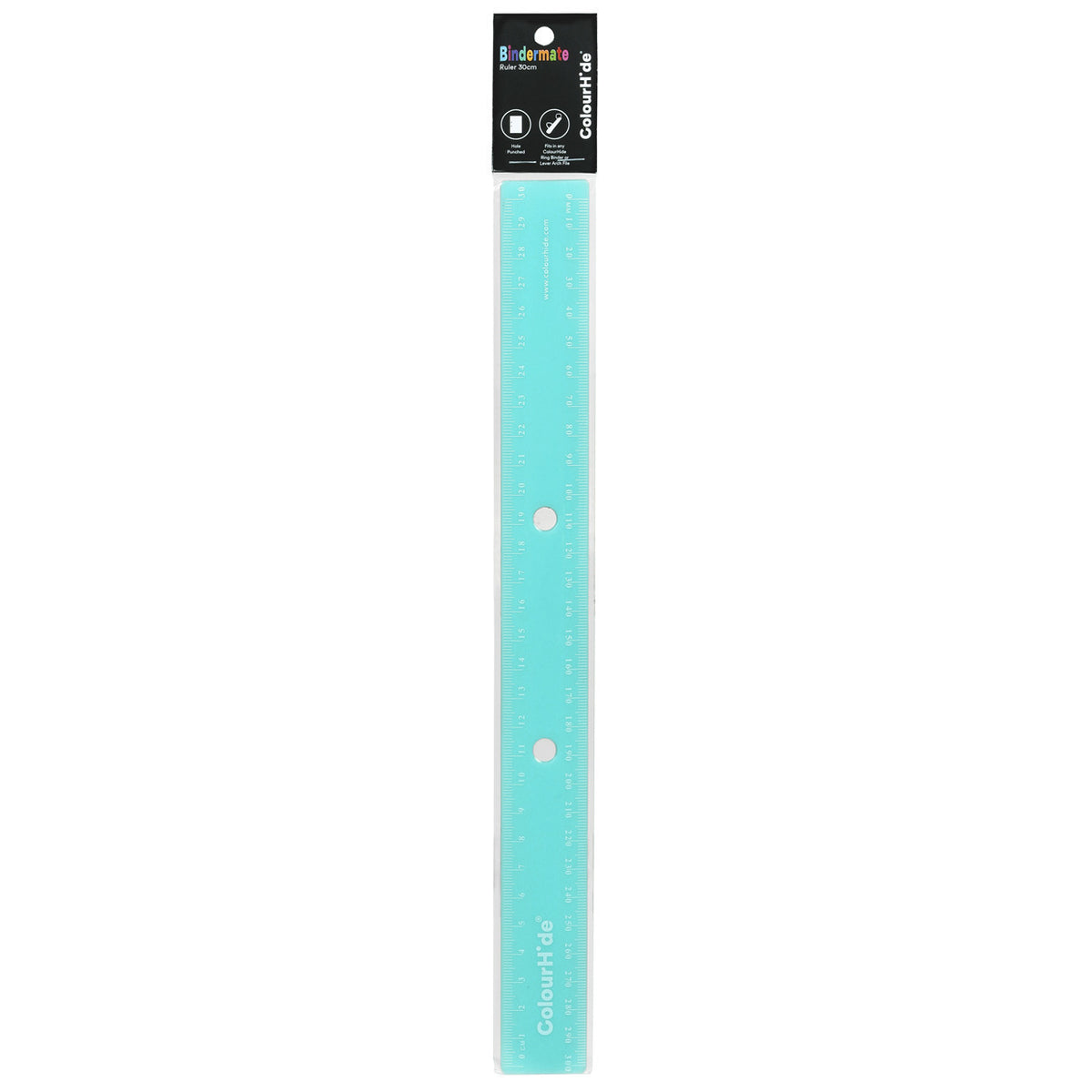 2PK 6pc Colourhide 30cm Bindermate Ruler For Ring Binder - Aqua