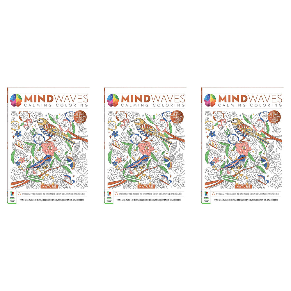 3x Art Maker Mindwaves Calming Coloring Nature Adult Activity Book