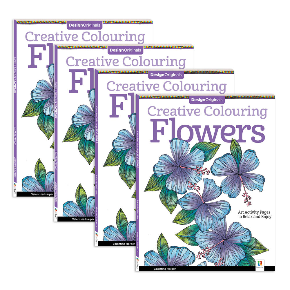 4x Kaleidoscope Design Originals Creative Colouring: Flowers Colouring Book