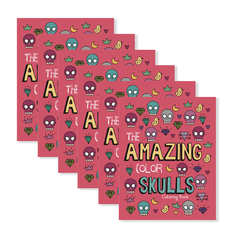 6x Hinkler Explore Foil Skulls Colouring: Amazing Colouring Book