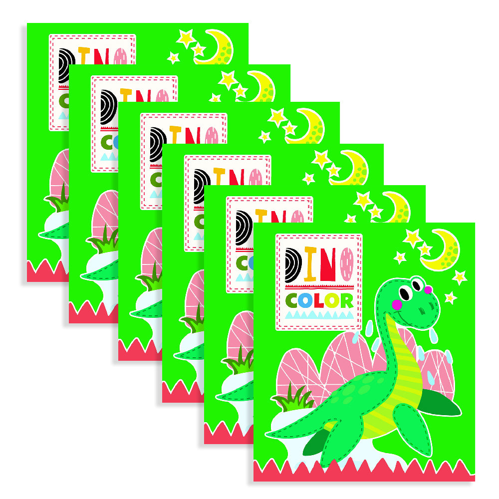 6x Bookoli Dinosaur Colouring Green Dinosaur Kids Colouring Book