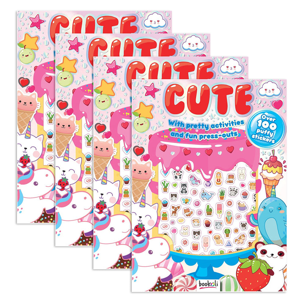 4x Bookoli Puffy Sticker Windows Cute Kids Activity Book