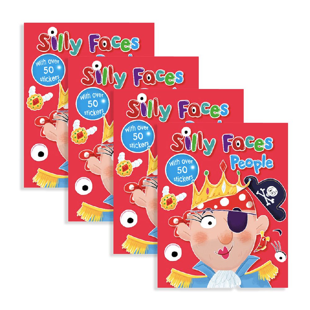 4x Bookoli Silly Faces People Kids Sticker Activity Book