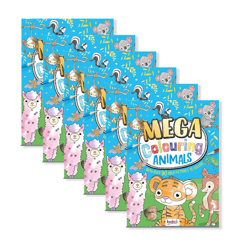6x Bookoli Mega Colouring: Animals Kids Colouring Book