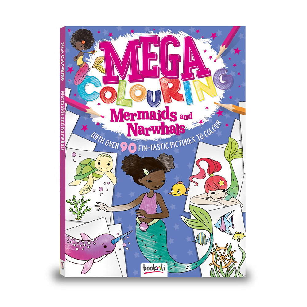 6x Bookoli Mermaids & Narwhals Childrens Colouring Book