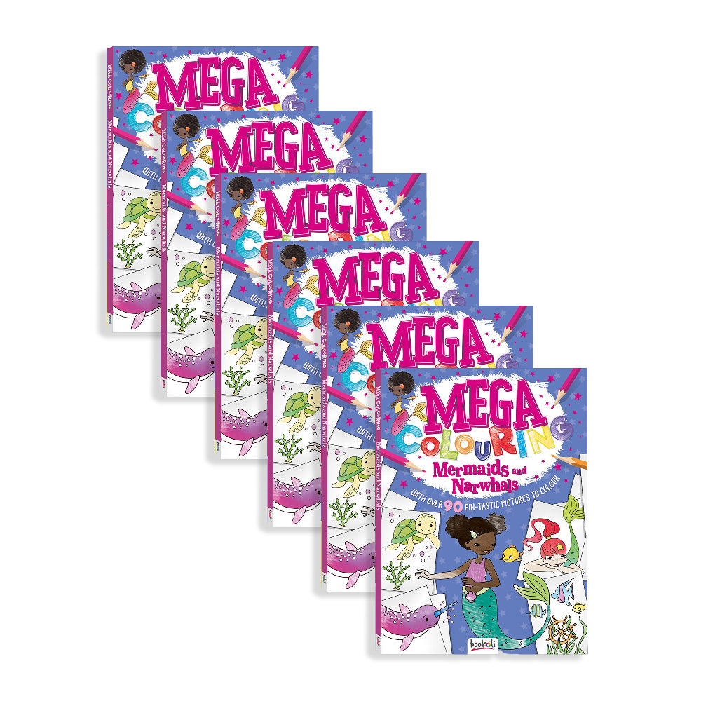 6x Bookoli Mermaids & Narwhals Childrens Colouring Book