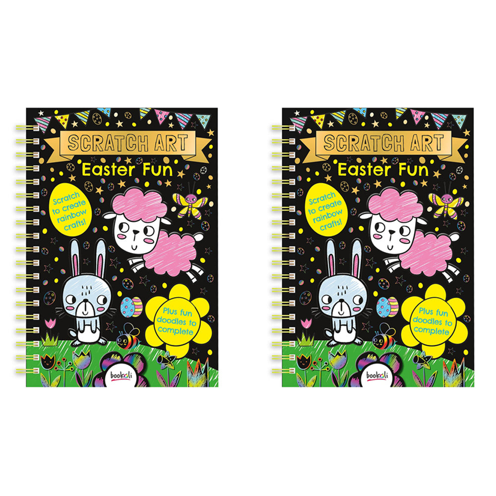 2x Bookoli Scratch Art Makes Easter Fun Art/Craft Activity Book 4y+