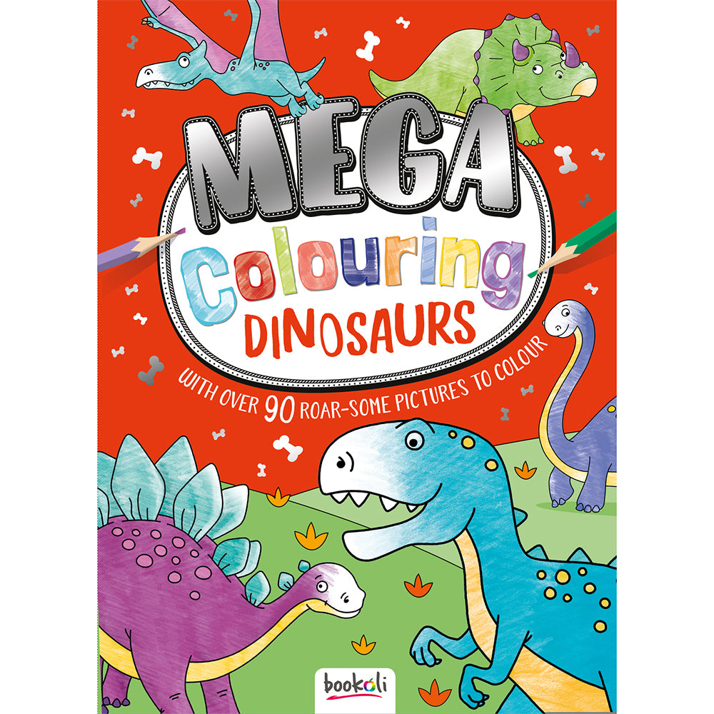 6x Bookoli Mega Colouring Dinosaurs Childrens Colouring Book 3y+