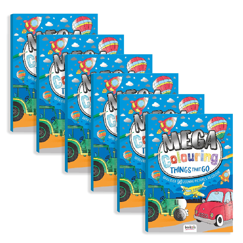 6x Bookoli Mega Colouring Things That Go Kids Colouring Book