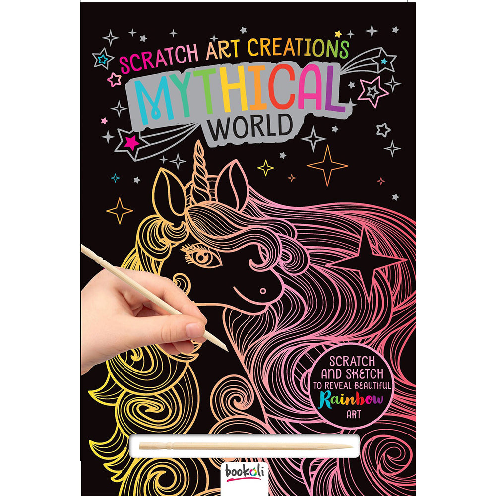 3x Bookoli Scratch Art Creations: Mythical World Activity Book 4y+