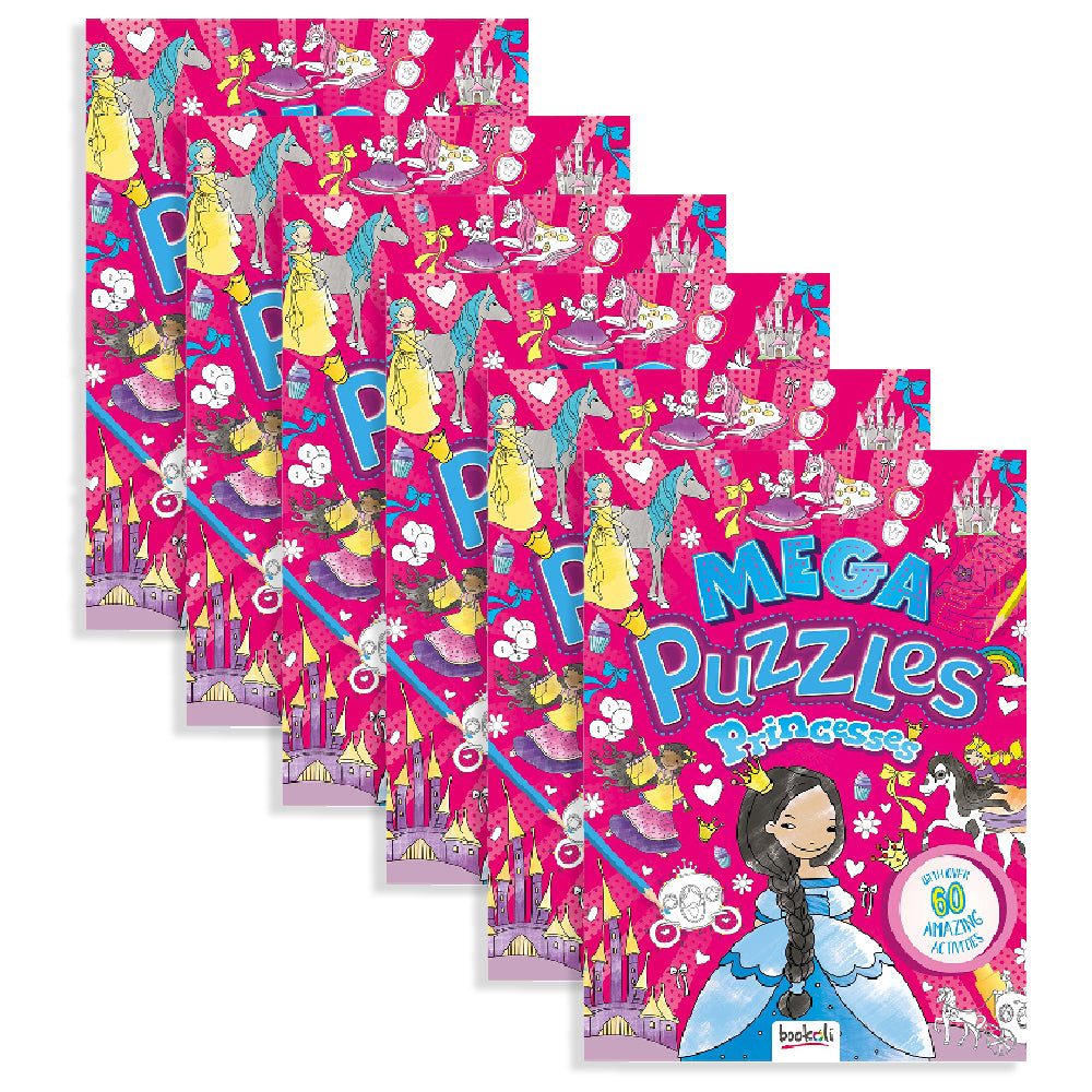 6x Bookoli Mega Puzzles: Princesses Childrens Puzzle Book 3y+