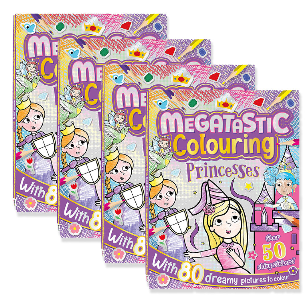 4x Bookoli Megatastic Colouring: Princesses Colouring Book