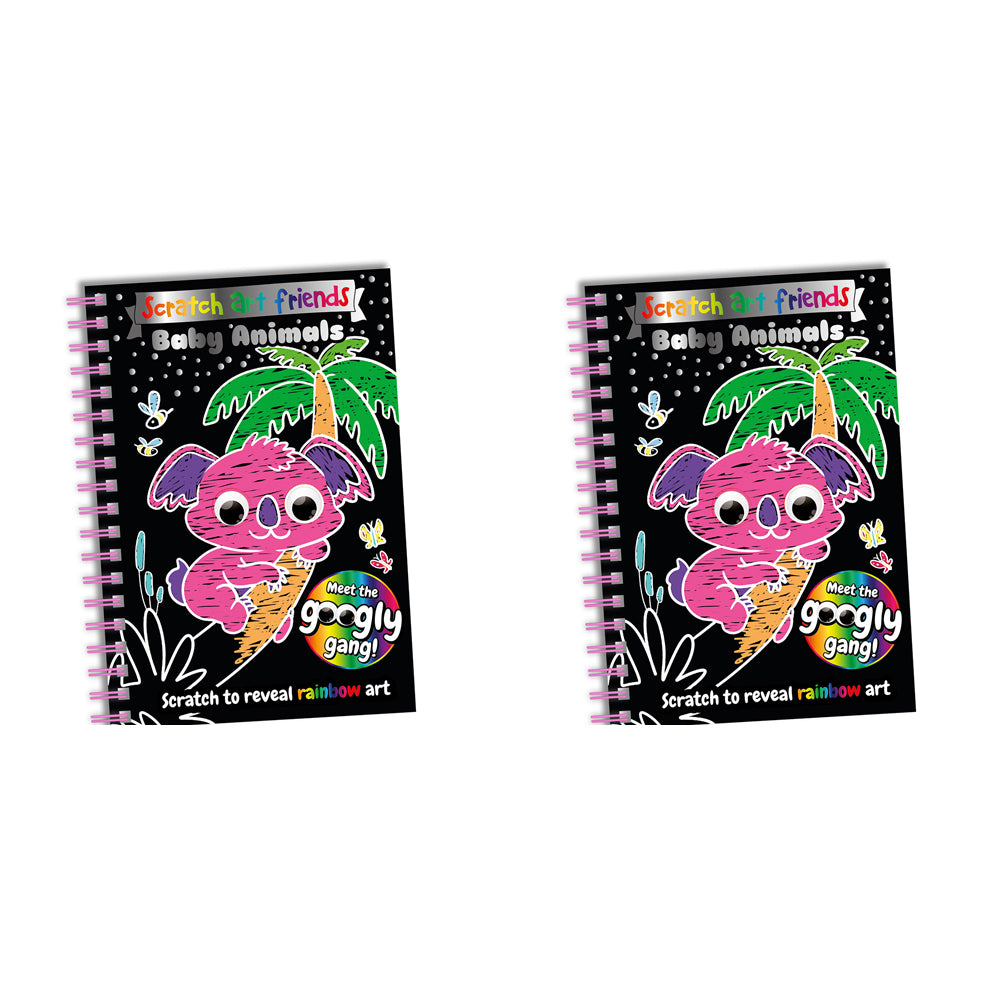 2x Bookoli Scratch Art Friends: Baby Animals Activity Book 4y+