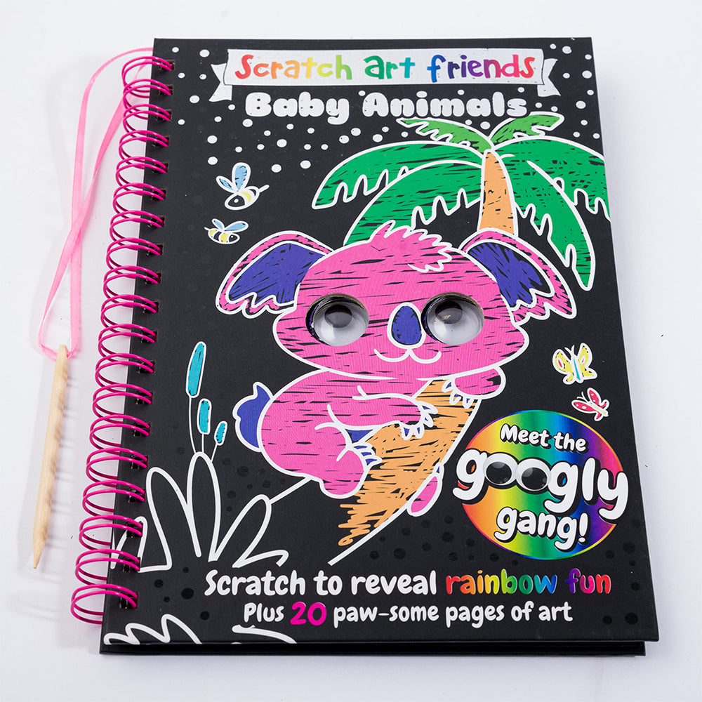 2x Bookoli Scratch Art Friends: Baby Animals Activity Book 4y+