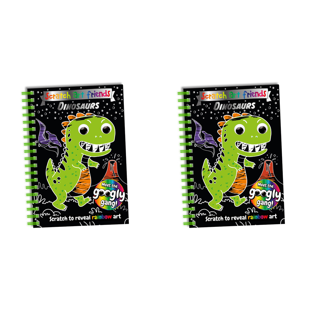 2x Bookoli Scratch Art Friends: Dinosaurs Activity Book 4y+