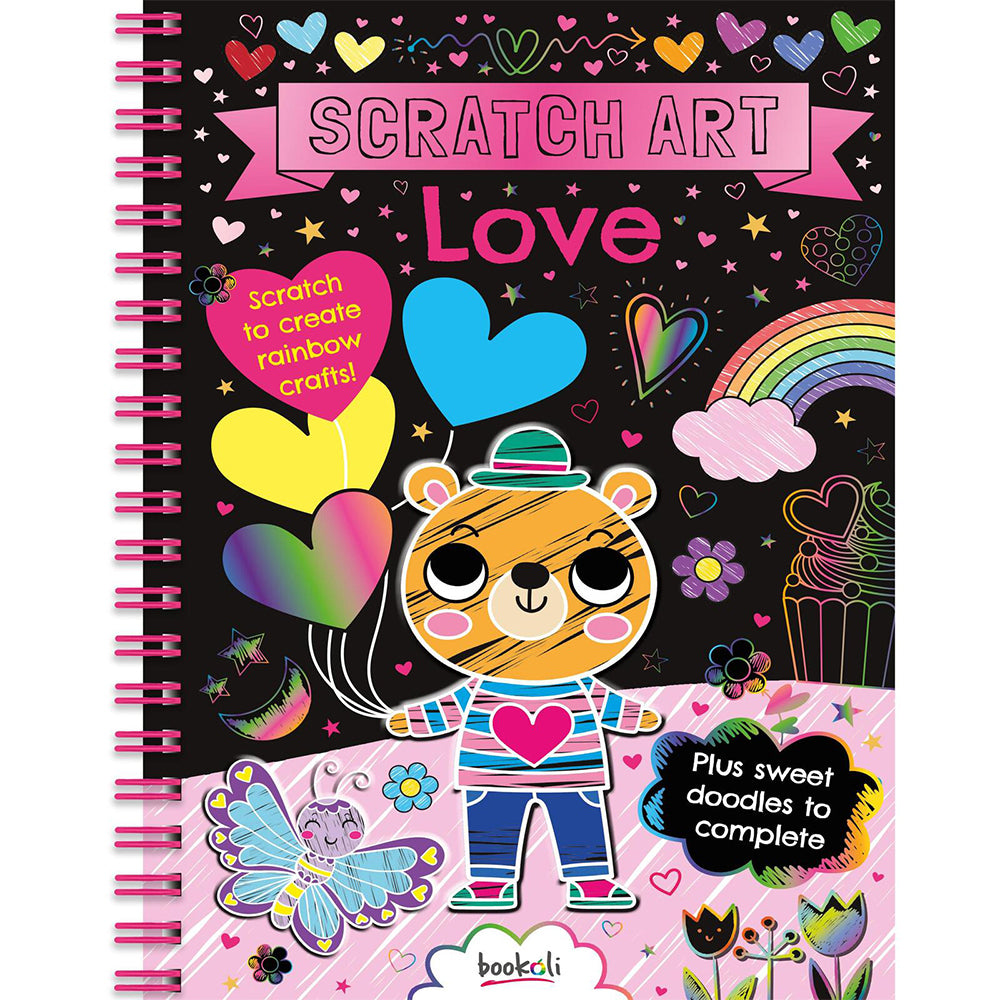 2x Bookoli Scratch Art Fun Love Art/Craft Activity Book 4y+