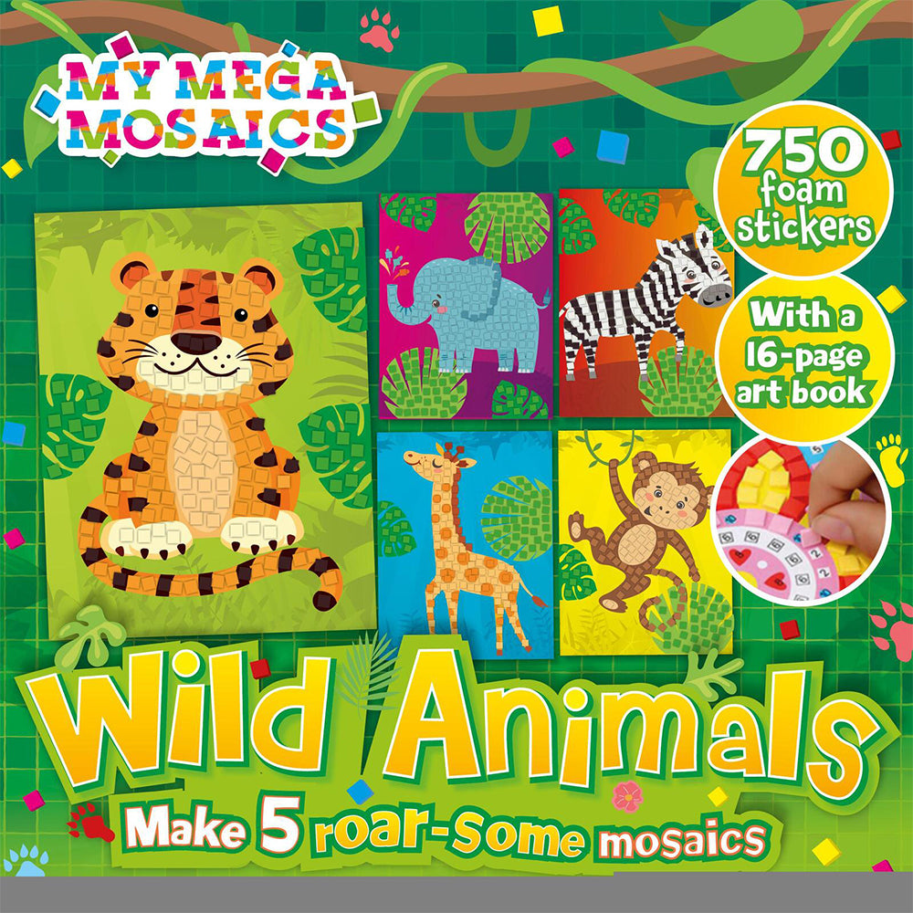 4x Bookoli Creative Crafts My Mega Mosaics Wild Animals Art Activity Kit