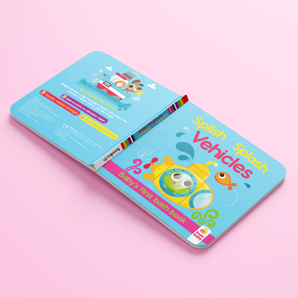 3x Bookoli Colour Magic: Vehicles Babies/Toddlers Bathtime Book 0y+