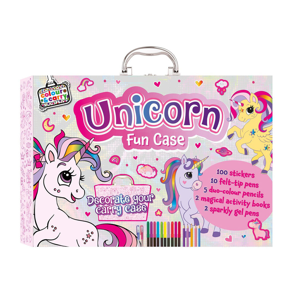 2PK Bookoli Colour and Carry Activity Kit Kids Unicorn Activity Case